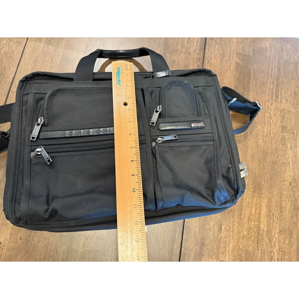 Tumi Alpha Black Ballistic Nylon Expandable Briefcase Laptop Bag‎ Travel Office